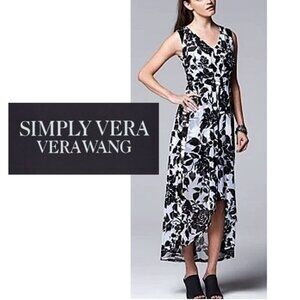 SIMPLY VERA VERA WANG - black white floral high low hem dress